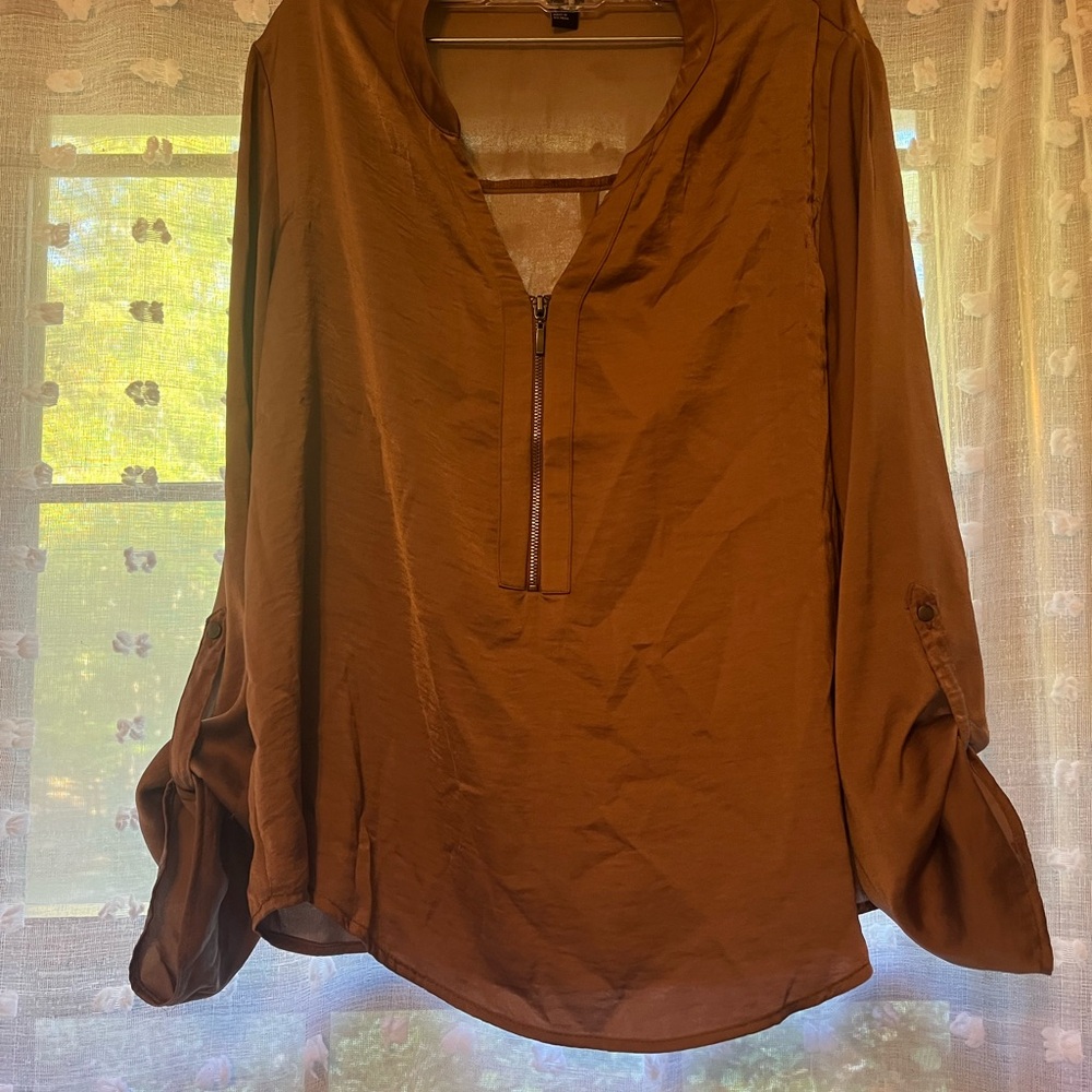 Forever 21 Brown Blouse with Zipper